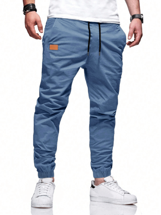 Manfinity Homme Men's Solid Color Detail Drawstring Waist Trousers - Lolli World Marketplace