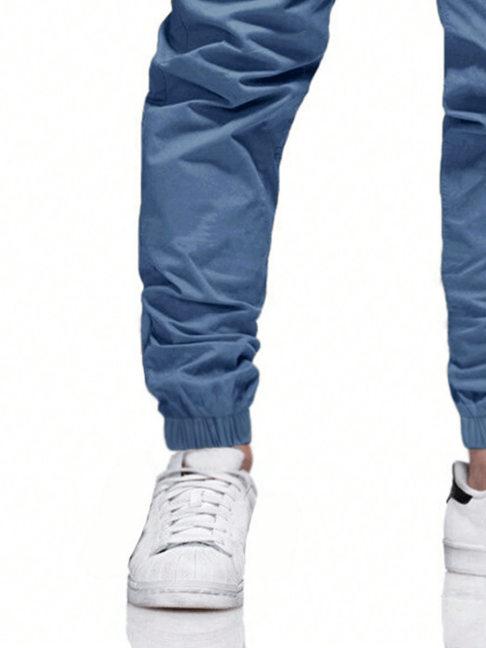Manfinity Homme Men's Solid Color Detail Drawstring Waist Trousers - Lolli World Marketplace