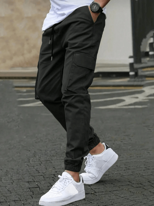 Manfinity Homme Men's Solid Color Drawstring Waist Cargo Pants - Lolli World Marketplace