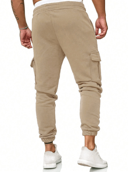 Manfinity Homme Men's Solid Color Drawstring Waist Cargo Sweatpants - Lolli World Marketplace