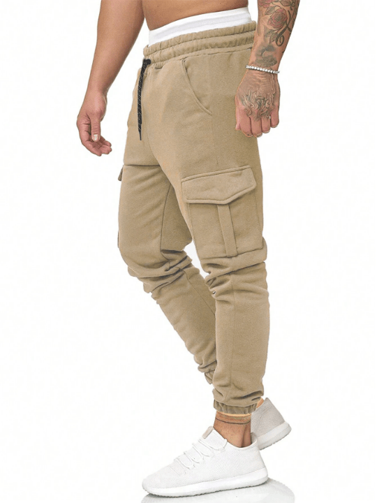 Manfinity Homme Men's Solid Color Drawstring Waist Cargo Sweatpants - Lolli World Marketplace