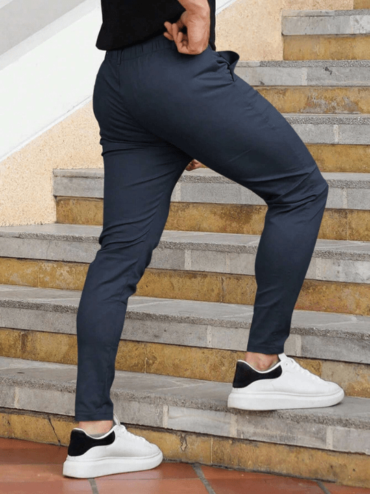Manfinity Homme Men's Solid Color Zipper Ankle Cuffed Casual Pants - Lolli World Marketplace