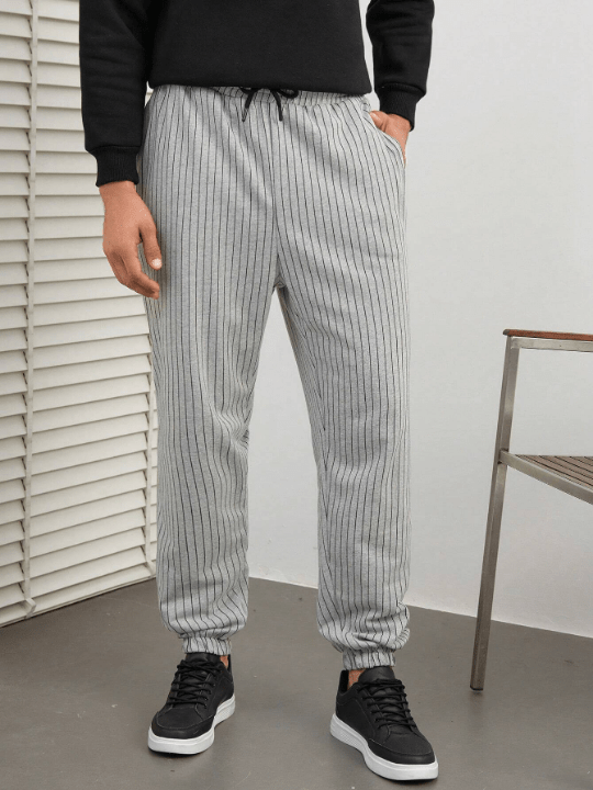 Manfinity Homme Men's Striped Drawstring Waist Long Pants - Lolli World Marketplace
