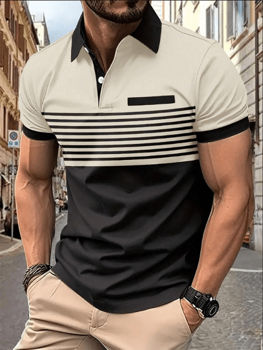 Manfinity Homme Men'S Striped Short Sleeve Polo Shirt - Lolli World Marketplace