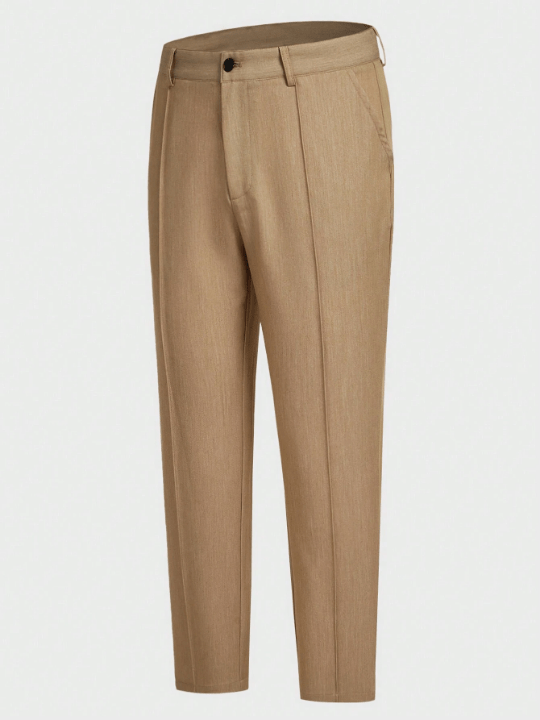 Manfinity Homme Men's Woven Solid Color Tapered Casual Pants With Diagonal Pockets - Lolli World Marketplace