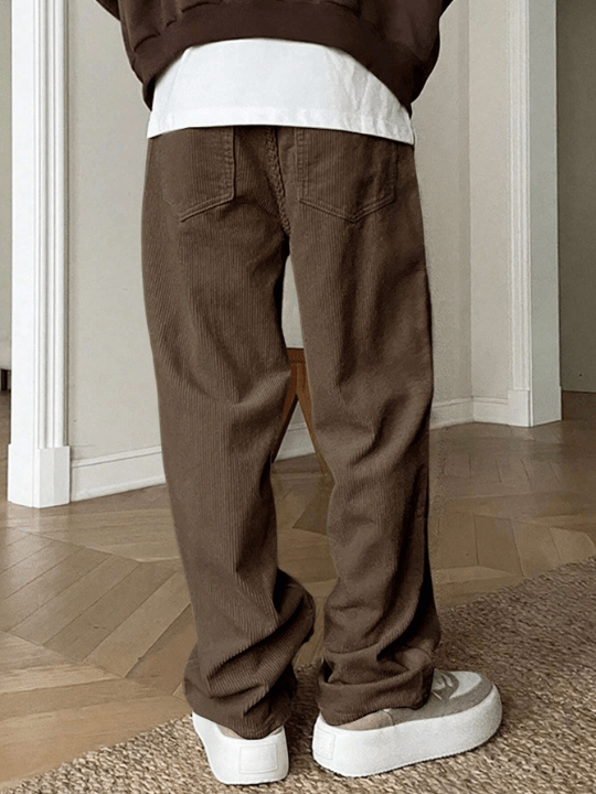Manfinity Homme Relaxed Fit Men's Casual Straight Leg Long Pants - Lolli World Marketplace