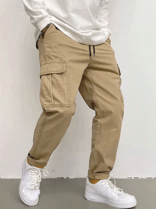 Manfinity Hypemode Loose Fit Men's Cargo Pants With Flap Pocket & Side Pockets - Lolli World Marketplace