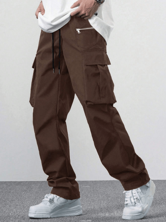Manfinity Hypemode Loose Fit Men's Cargo Pants With Flap Pockets And Side Drawstring Waist - Lolli World Marketplace