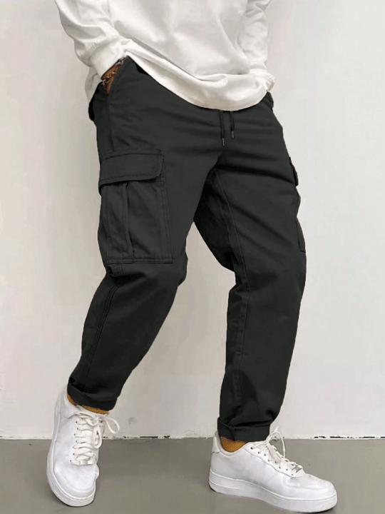 Manfinity Hypemode Loose Fit Men's Cargo Pants With Flap Pockets And Side Pockets - Lolli World Marketplace