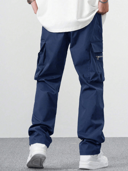 Manfinity Hypemode Loose Fit Men's Cargo Pants With Flap Pockets, Side Drawstring Waist - Lolli World Marketplace