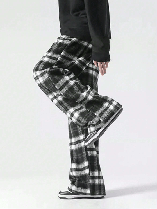 Manfinity Hypemode Loose Fit Men's Plaid Long Trousers - Lolli World Marketplace