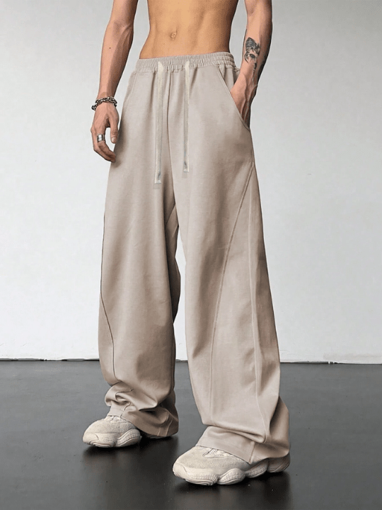 Manfinity Hypemode Loose - Fit Men's Top - Stitching Drawstring Waist Sweatpants - Lolli World Marketplace