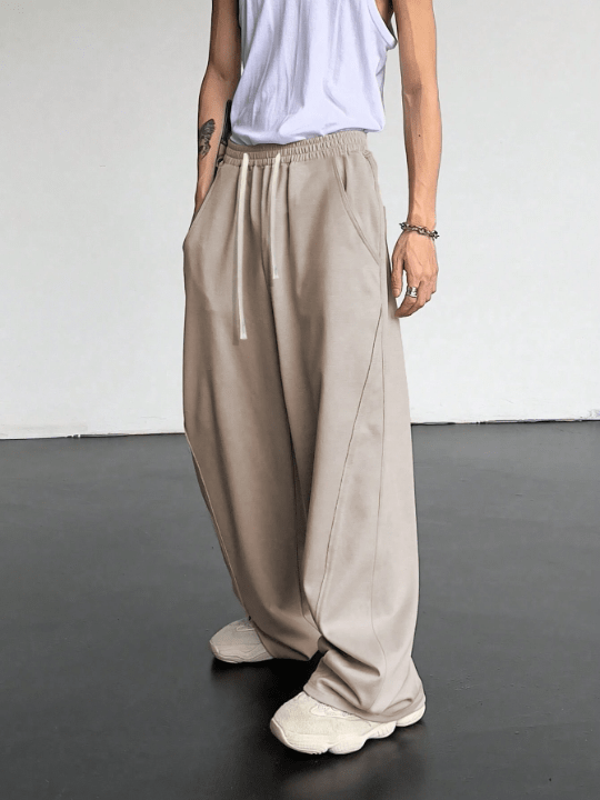 Manfinity Hypemode Loose - Fit Men's Top - Stitching Drawstring Waist Sweatpants - Lolli World Marketplace