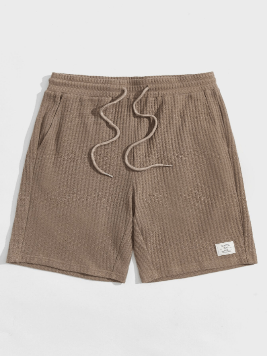Manfinity Hypemode Men Drawstring Waist Letter Patched Shorts - Lolli World Marketplace