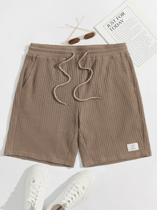 Manfinity Hypemode Men Drawstring Waist Letter Patched Shorts - Lolli World Marketplace