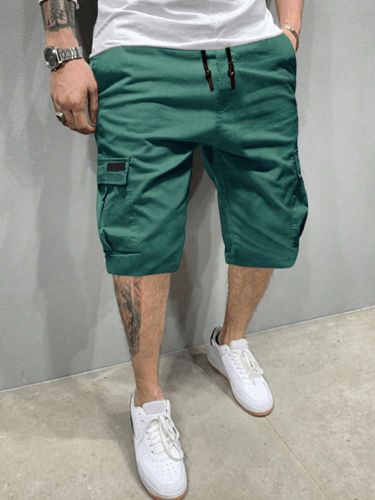 Manfinity Hypemode Men Flap Pocket Drawstring Waist Loose Cargo Shorts - Lolli World Marketplace