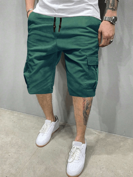 Manfinity Hypemode Men Flap Pocket Drawstring Waist Loose Cargo Shorts - Lolli World Marketplace