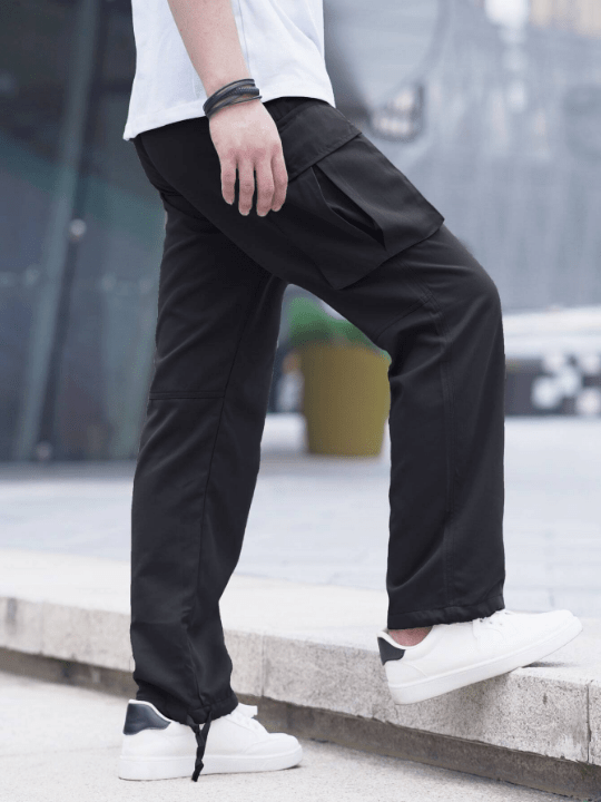 Manfinity Hypemode Men Flap Pocket Drawstring Waist Pants - Lolli World Marketplace