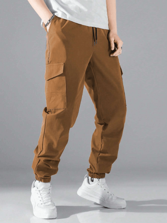 Manfinity Hypemode Men Flap Pocket Side Drawstring Waist Cargo Pants - Lolli World Marketplace