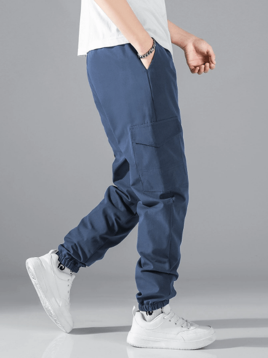 Manfinity Hypemode Men Flap Pocket Side Drawstring Waist Pants - Lolli World Marketplace