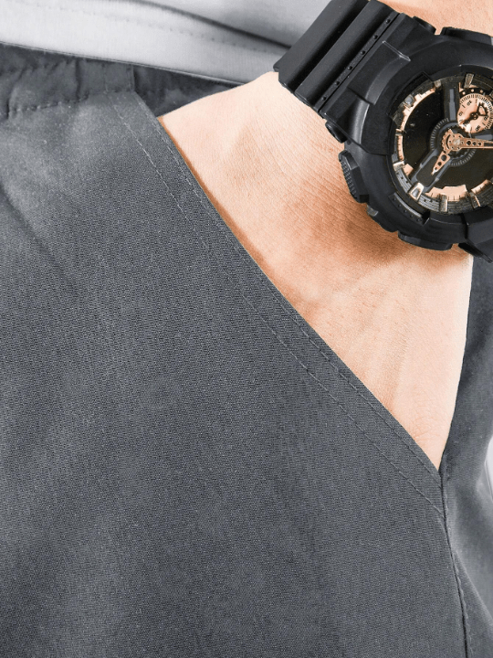 Manfinity Hypemode Men Letter Graphic Buckle Detail Flap Pocket Drawstring Waist Cargo Pants - Lolli World Marketplace