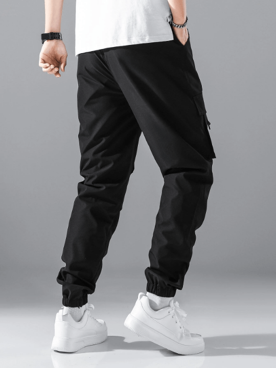 Manfinity Hypemode Men Letter Graphic Drawstring Cargo Loose Pants - Lolli World Marketplace