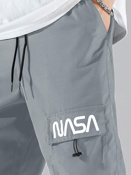 Manfinity Hypemode Men Letter Graphic Drawstring Cargo Pants - Lolli World Marketplace
