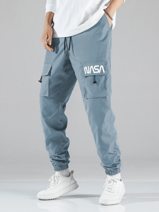 Manfinity Hypemode Men Letter Graphic Drawstring Cargo Pants - Lolli World Marketplace