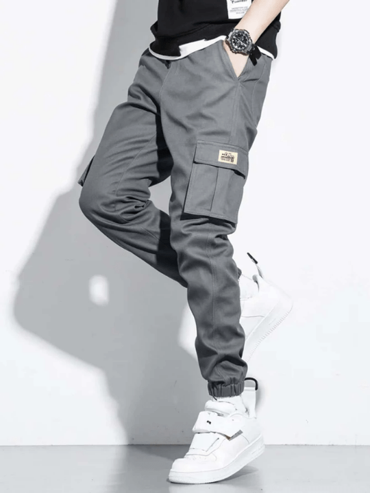 Manfinity Hypemode Men Letter Patched Flap Pocket Cargo Pants - Lolli World Marketplace