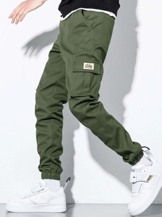 Manfinity Hypemode Men Letter Patched Flap Pocket Cargo Pants - Lolli World Marketplace
