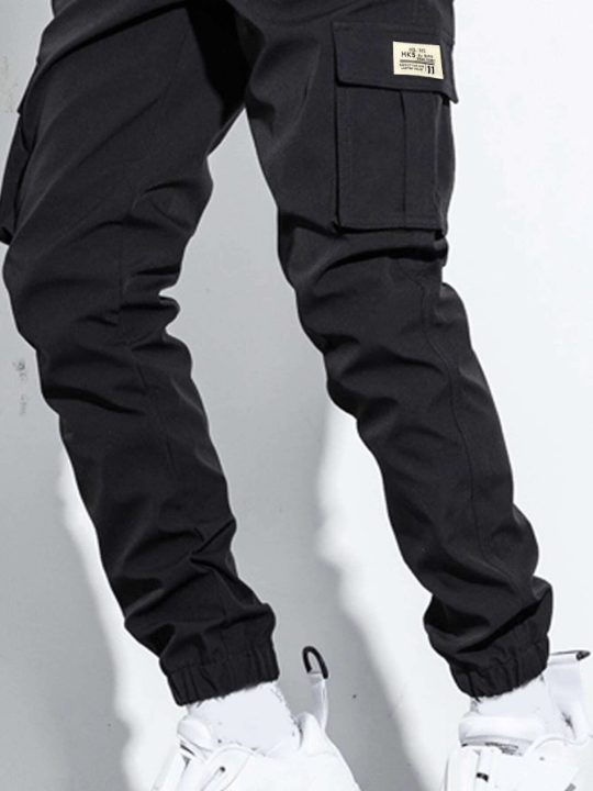 Manfinity Hypemode Men Letter Patched Flap Pocket Cargo Pants - Lolli World Marketplace