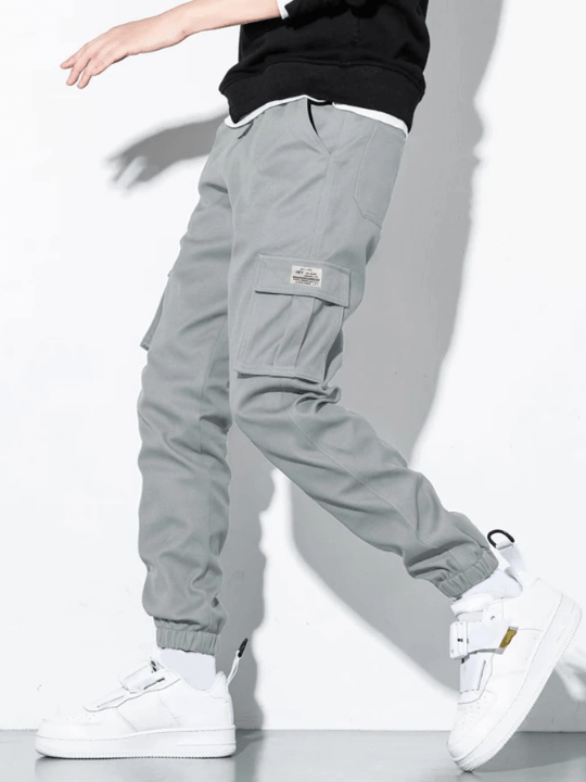 Manfinity Hypemode Men Letter Patched Flap Pocket Cargo Pants - Lolli World Marketplace