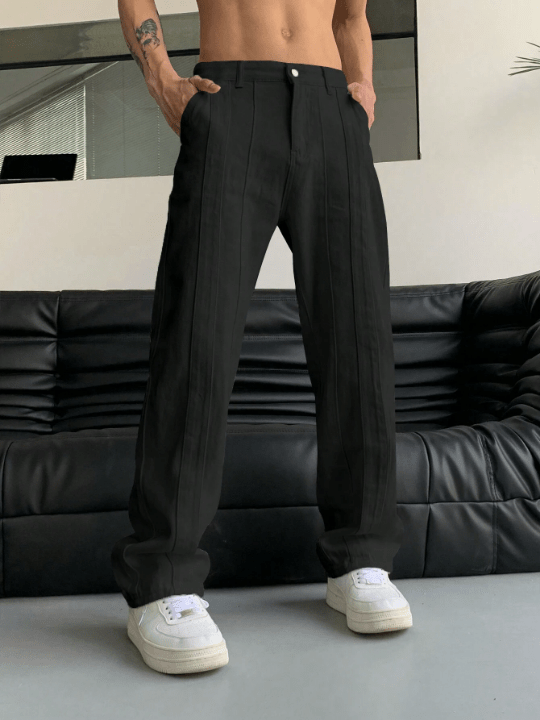 Manfinity Hypemode Men Slant Pocket Straight Leg Pants - Lolli World Marketplace
