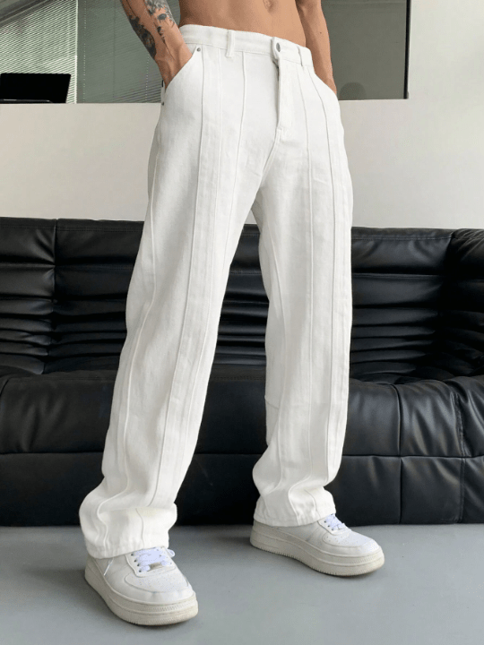 Manfinity Hypemode Men Slant Pocket Straight Leg Pants - Lolli World Marketplace