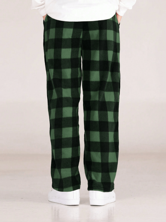 Manfinity Hypemode Men's Gingham Checked Pattern Trousers With Slanted Pockets - Lolli World Marketplace