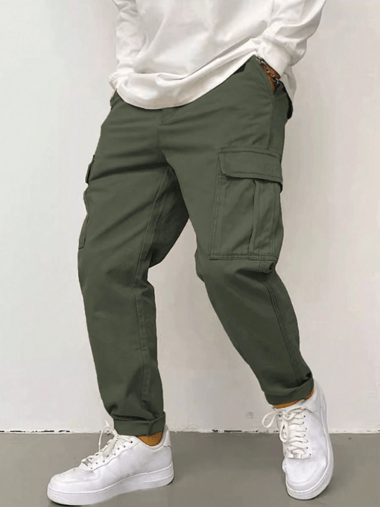 Manfinity Hypemode Men's Loose Fit Cargo Pants With Flap Pockets On Side - Lolli World Marketplace