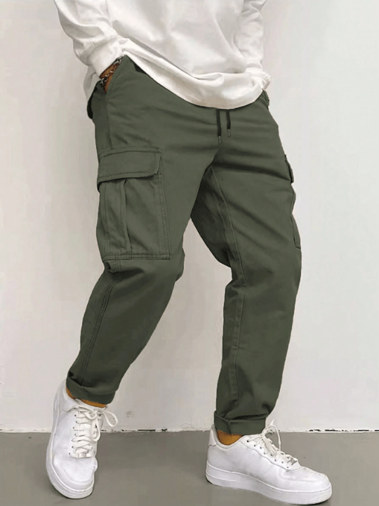 Manfinity Hypemode Men's Loose Fit Cargo Pants With Flap Pockets On Side - Lolli World Marketplace