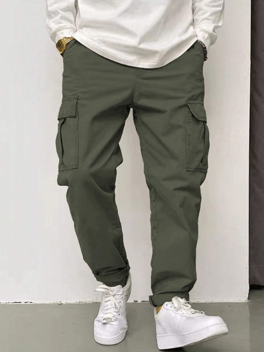 Manfinity Hypemode Men's Loose Fit Cargo Pants With Flap Pockets On Side - Lolli World Marketplace