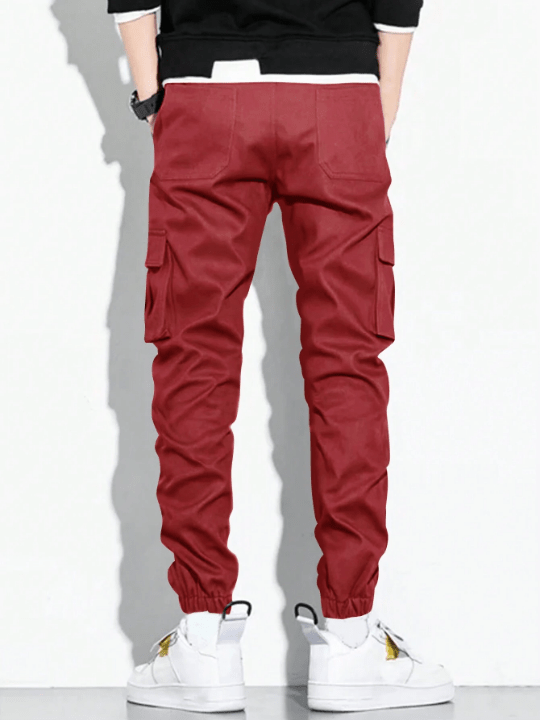 Manfinity Hypemode Men's Loose Fit Cargo Pants With Patchwork Embellishment - Lolli World Marketplace