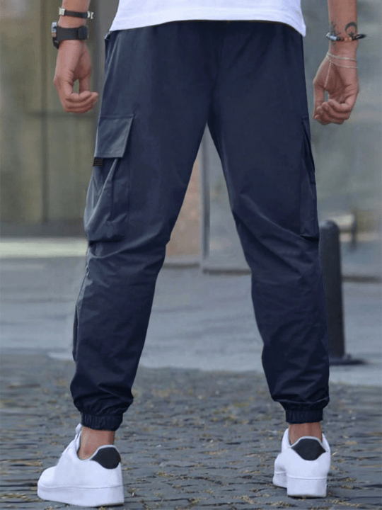 Manfinity Hypemode Men's Loose Flap Pocket Drawstring Waist Cargo Pants - Lolli World Marketplace