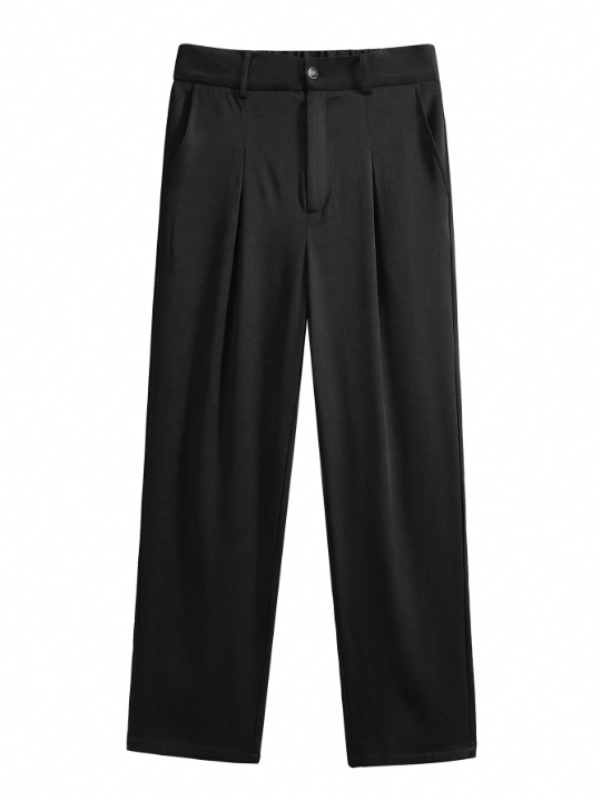 Manfinity Hypemode Men's Solid Color Elastic Waist And Pleated Pants - Lolli World Marketplace
