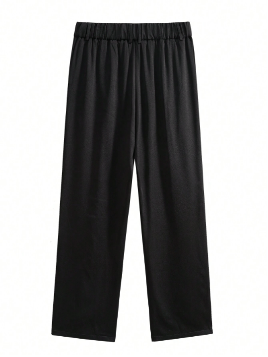 Manfinity Hypemode Men's Solid Color Elastic Waist And Pleated Pants - Lolli World Marketplace