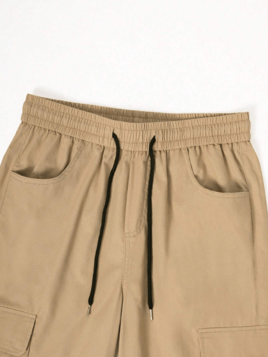 Manfinity Hypemode Men's Solid Color Wide - Leg Flip - Pocket Pants - Lolli World Marketplace