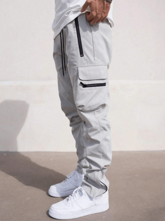 Manfinity LEGND Loose Fit Men's Cargo Pants With Flap Pockets And Drawstring Waist - Lolli World Marketplace