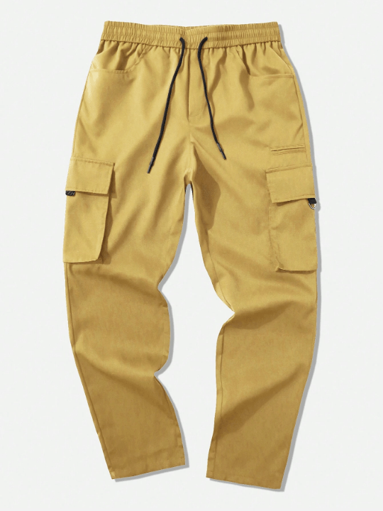 Manfinity LEGND Men's Solid Color Drawstring Waist Work Pants - Lolli World Marketplace