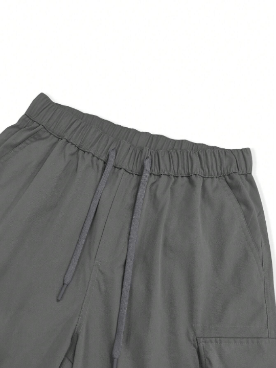 Manfinity Loose Fit Men's Cargo Shorts With Flap Pockets, Side Drawstring Waist - Lolli World Marketplace