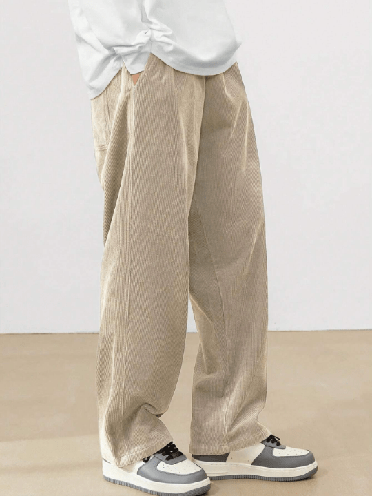 Manfinity Loose Fit Men's Corduroy Pants With Slant Pockets - Lolli World Marketplace