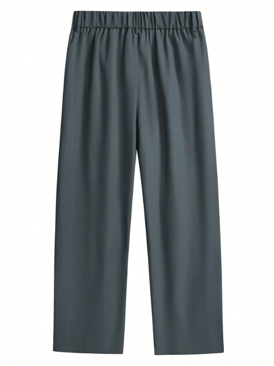 Manfinity Men's Solid Color Wide Leg Pants With Pleats And Slant Pockets - Lolli World Marketplace