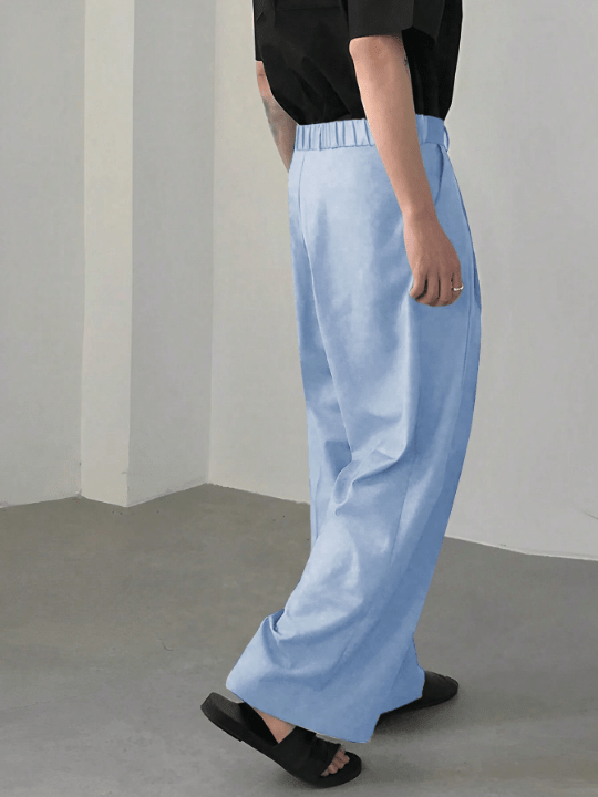 Manfinity Men's Wide Leg Trousers With Pleats And Slanted Pockets In Solid Color - Lolli World Marketplace