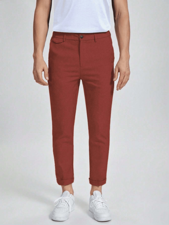 Manfinity Mode Men Solid Zipper Fly Pants - Lolli World Marketplace